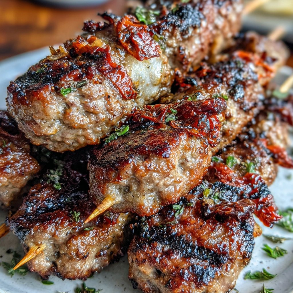 Mediterranean Hamburger Meat Skewers